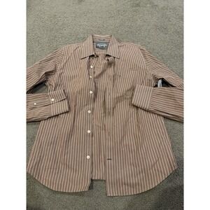 Abercrombie & Fitch Shirt Mens Large Brown White Striped Button Down Muscle